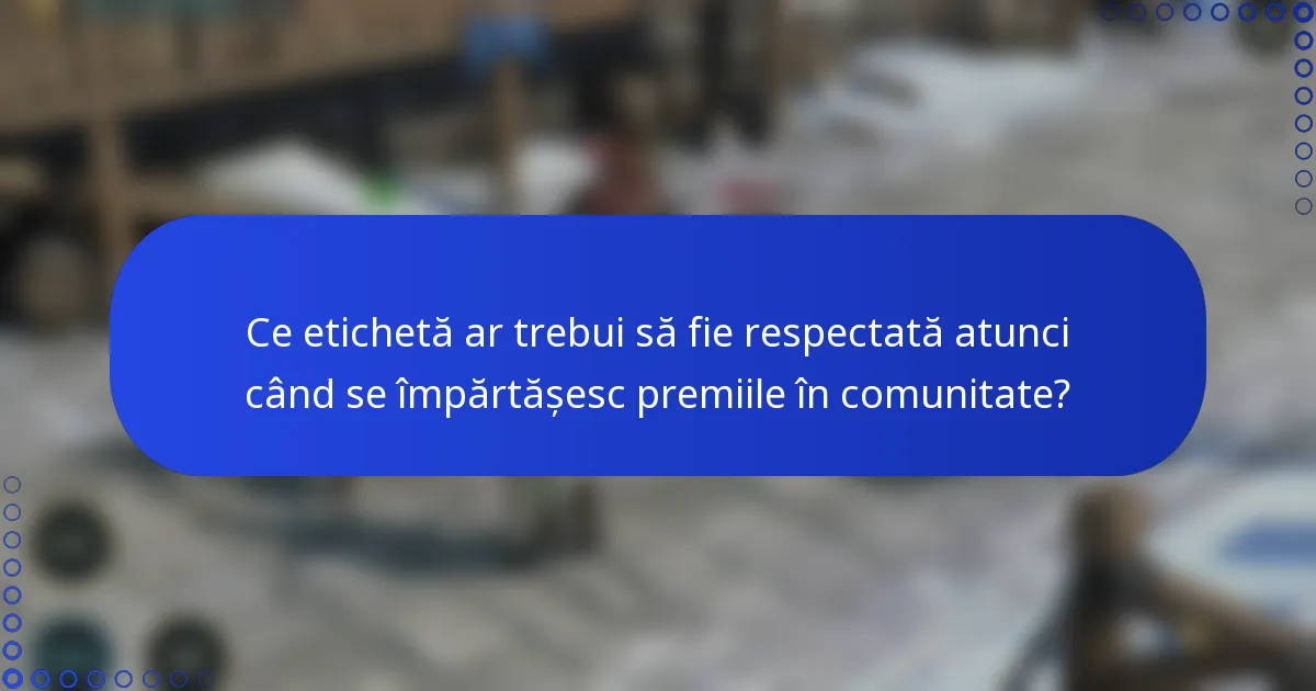 Ce etichetă ar trebui să fie respectată atunci când se împărtășesc premiile în comunitate?